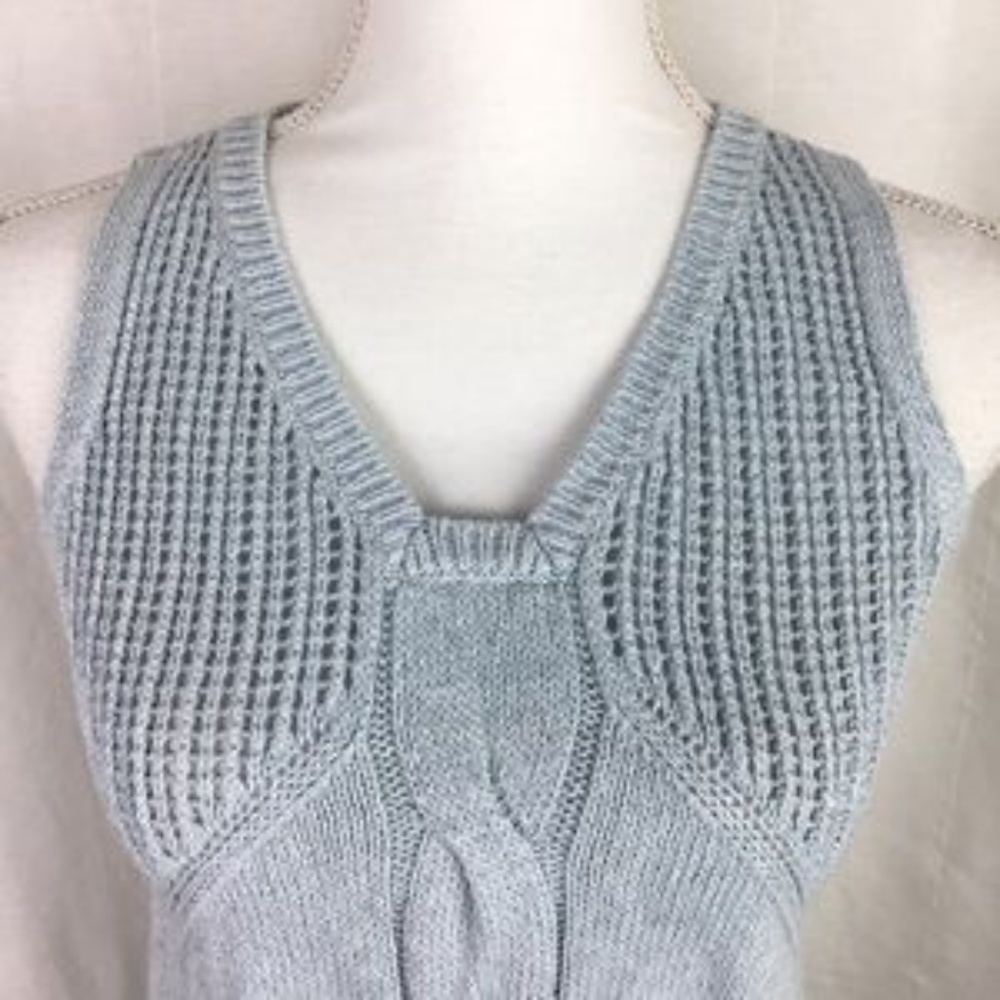 Cabi Cable Knit Baby Blue Sleeveless Sweater